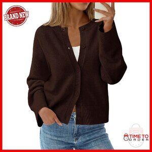 Oversized Chunky Knit Cardigan Long Sleeve Button Up Winter Sweater